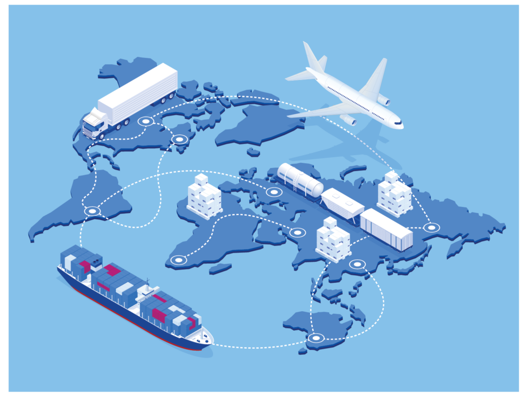 Connected supply chain around the globe