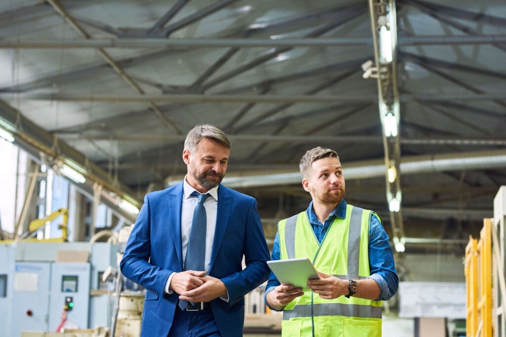 Manufacturing employees conducting an inspection