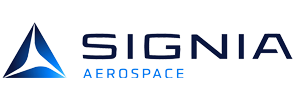 signia aerospace full color logo in black and blue